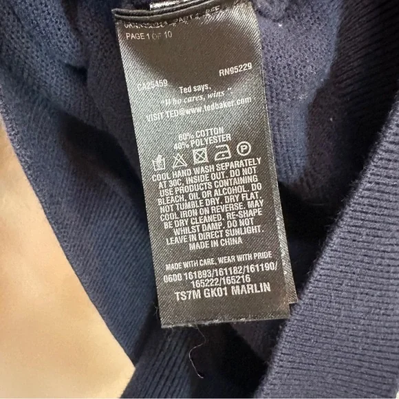 Ted Baker Marlin Textured Navy Blue Crew Neck Jumper Sweater Men’s Sz 4 / Medium